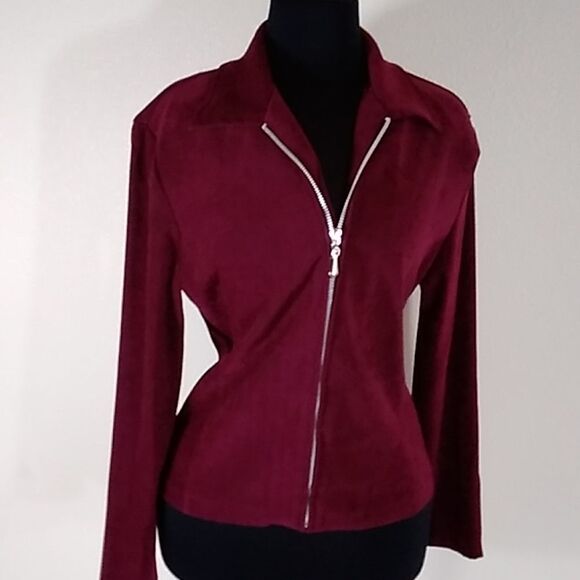 Vintage First Option Burgundy Blazer Jacket Size M - Picture 1 of 15